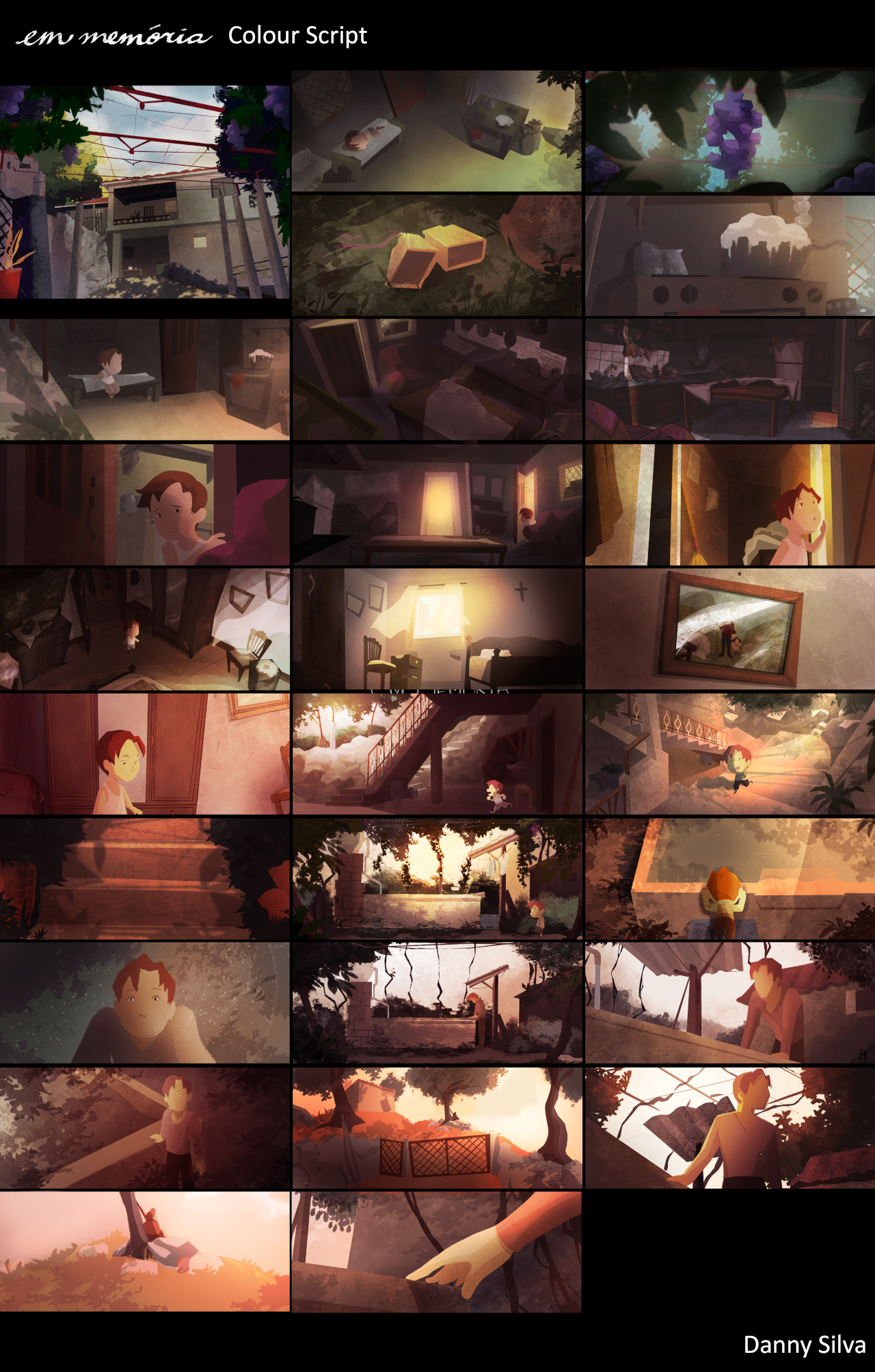 colour script of Em Memoria thesis film